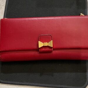 Chloe Elegant Red Clutch with Gold Accent
